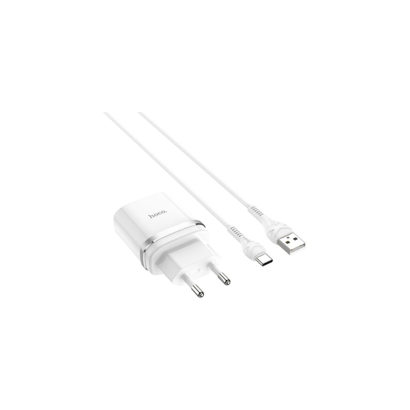 Зарядний пристрій HOCO C12Q Smart USB QC3.0 + cable USB to USB-C 18W White (6931474716309)