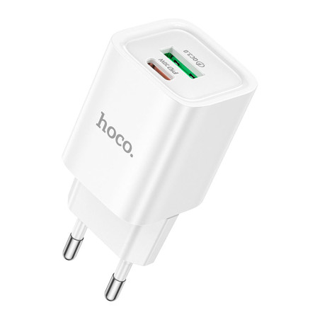 Зарядний пристрій HOCO C149A Charm 1xUSB-C PD30W + 1xUSB QC3.0 White (6942007630337)