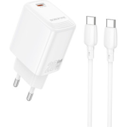 Зарядний пристрій BOROFONE BN26 Fuente USB-C PD20W + cable USB-C to USB-C White (6941991120251)