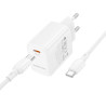 Зарядний пристрій BOROFONE BN26 Fuente USB-C PD20W + cable USB-C to USB-C White (6941991120251)