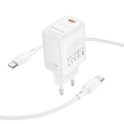 Зарядний пристрій BOROFONE BN26 Fuente USB-C PD20W + cable USB-C to USB-C White (6941991120251)