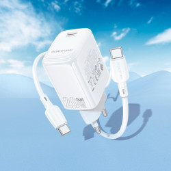 Зарядний пристрій BOROFONE BN26 Fuente USB-C PD20W + cable USB-C to USB-C White (6941991120251)