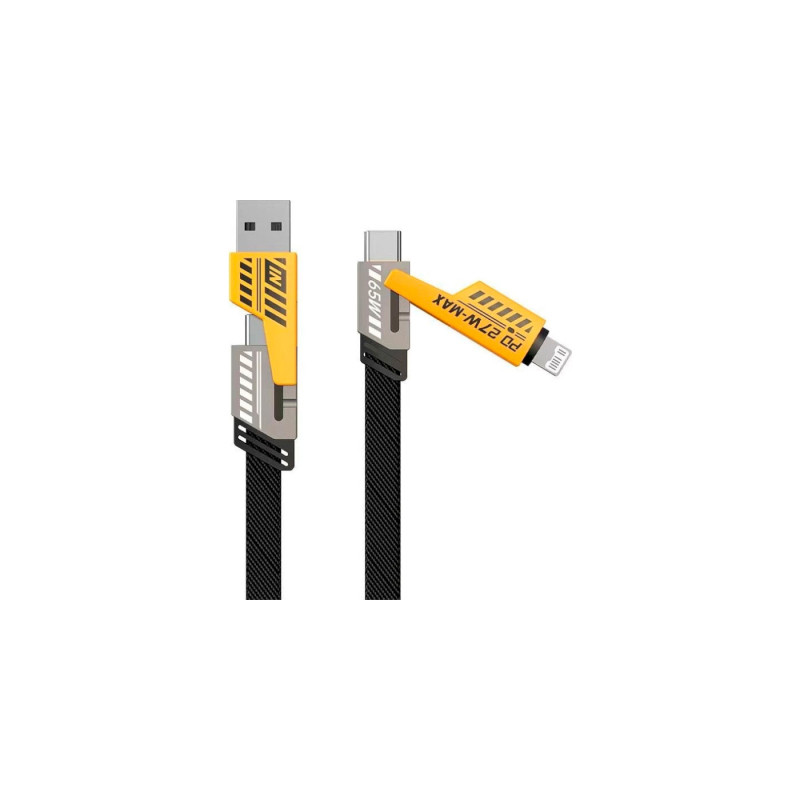 Дата кабель USB-C + USB-A to Lightning+USB-C 1.0m 65W X207 black WUW (6972573336524)