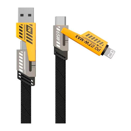 Дата кабель USB-C + USB-A to Lightning+USB-C 1.0m 65W X207 black WUW (6972573336524)