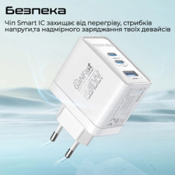 Зарядний пристрій Promate powerport-45 2xUSB-C PD + USB-A QC 45W White (powerport-45.white)