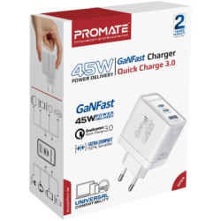 Зарядний пристрій Promate powerport-45 2xUSB-C PD + USB-A QC 45W White (powerport-45.white)