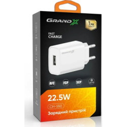 Зарядний пристрій Grand-X CH-550W Quick Charge USB QC3.0 White (CH-550W)