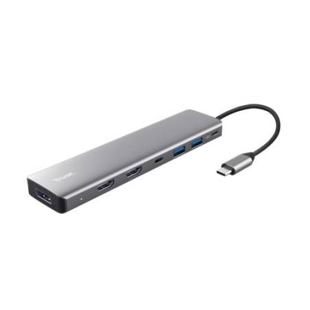 Концентратор Trust USB-C 7-in1 2xUSB-А 3.2/2xUSB-С/2xHDMI/DP aluminiu 0.16m grey (25661_TRUST)