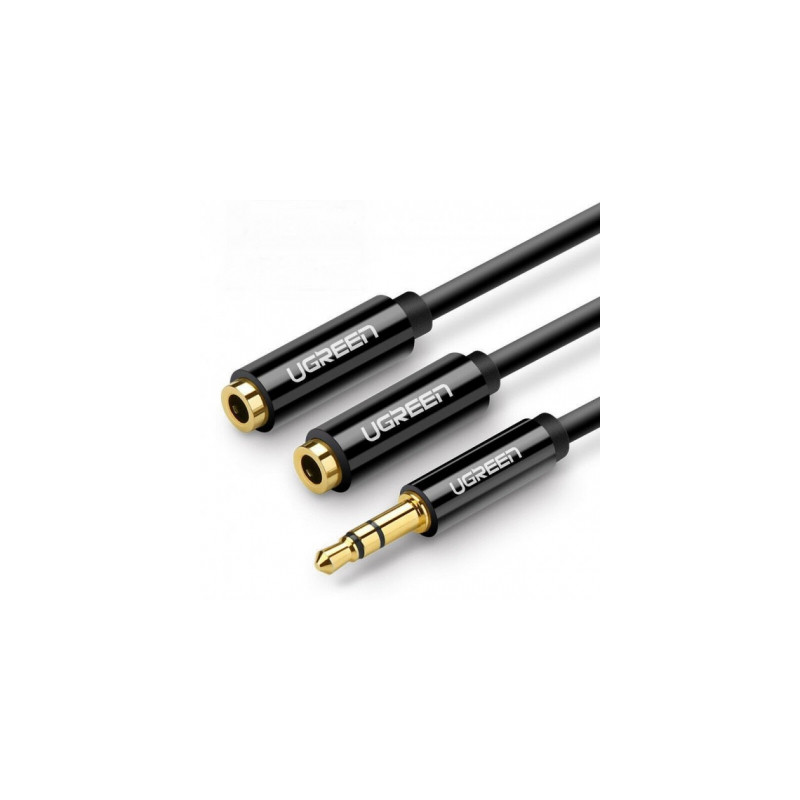 Кабель мультимедійний 3.5mm M to 2x3.5mm F 0.2m AV134 (Black) Ugreen (20816)