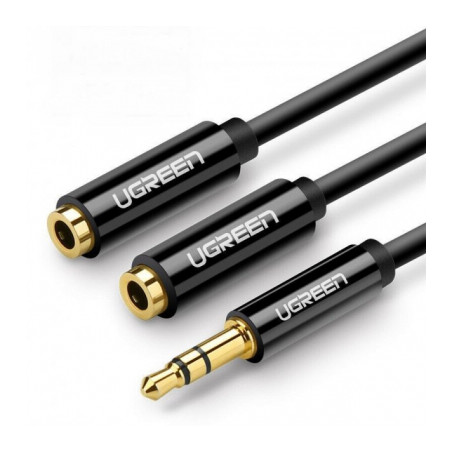 Кабель мультимедійний 3.5mm M to 2x3.5mm F 0.2m AV134 (Black) Ugreen (20816)