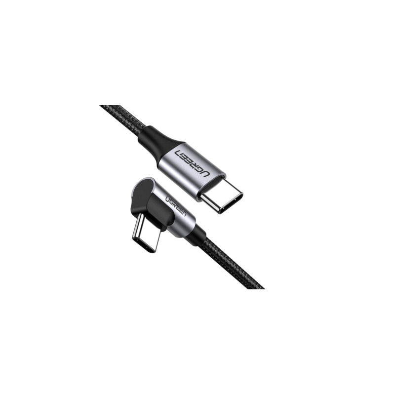 Дата кабель USB-C to USB-C 1.0m US255 Angled 3A (Gray\Black) Ugreen (50123)