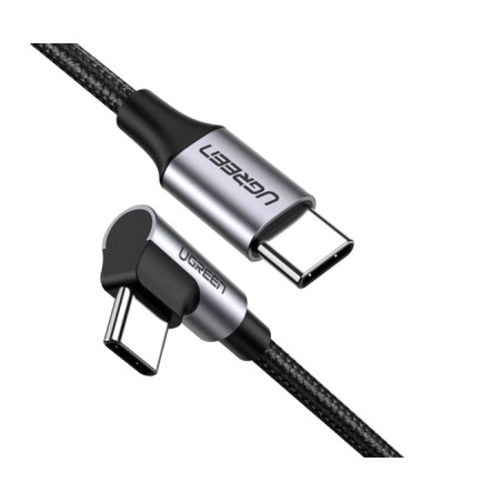 Дата кабель USB-C to USB-C 1.0m US255 Angled 3A (Gray\Black) Ugreen (50123)
