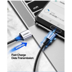 Дата кабель USB 2.0 AM to USB-C 1.5m US288 Aluminum Braid (Black) Ugreen (60127)
