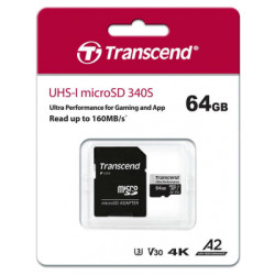 Карта пам'яті Transcend 64GB microSDXC class 10 UHS-I U3 A2 (TS64GUSD340S)