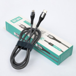 Дата кабель USB-C to USB-C 1.0m PD Fast Charging 65W 3А grey ColorWay (CW-CBPDCC040-GR)