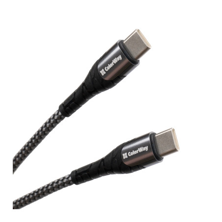 Дата кабель USB-C to USB-C 2.0m PD Fast Charging 65W 3A grey ColorWay (CW-CBPDCC039-GR)