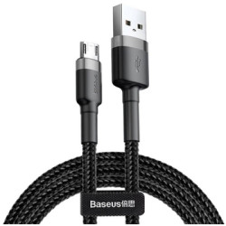 Дата кабель USB 2.0 AM to Micro 5P 1.0m 2.4A grey-black Baseus (CAMKLF-BG1)