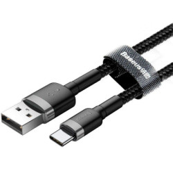 Дата кабель USB 2.0 AM to USB-C 1.0m 3A grey-black Baseus (CATKLF-BG1)