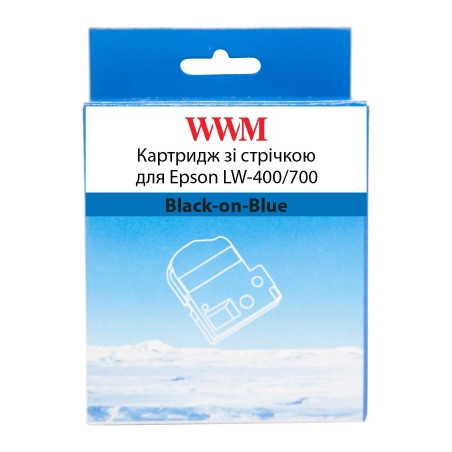 Стрічка для принтера етикеток WWM для Epson LW-400/700 18mm х 8m Black-on-Blue (WWM-SC18B)