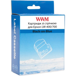 Стрічка для принтера етикеток WWM для Epson LW-400/700 18mm х 8m Black-on-Blue (WWM-SC18B)