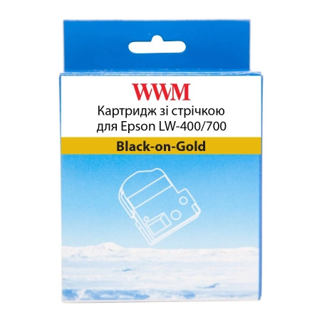 Стрічка для принтера етикеток WWM для Epson LW-400/700 18mm х 8m Black-on-Gold (WWM-SM18Z)