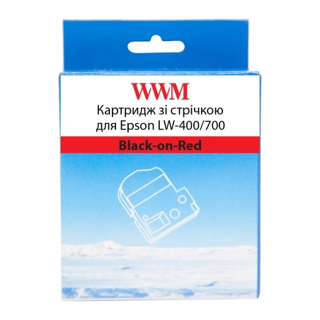 Стрічка для принтера етикеток WWM для Epson LW-400/700 18mm х 8m Black-on-Red (WWM-SC18R)