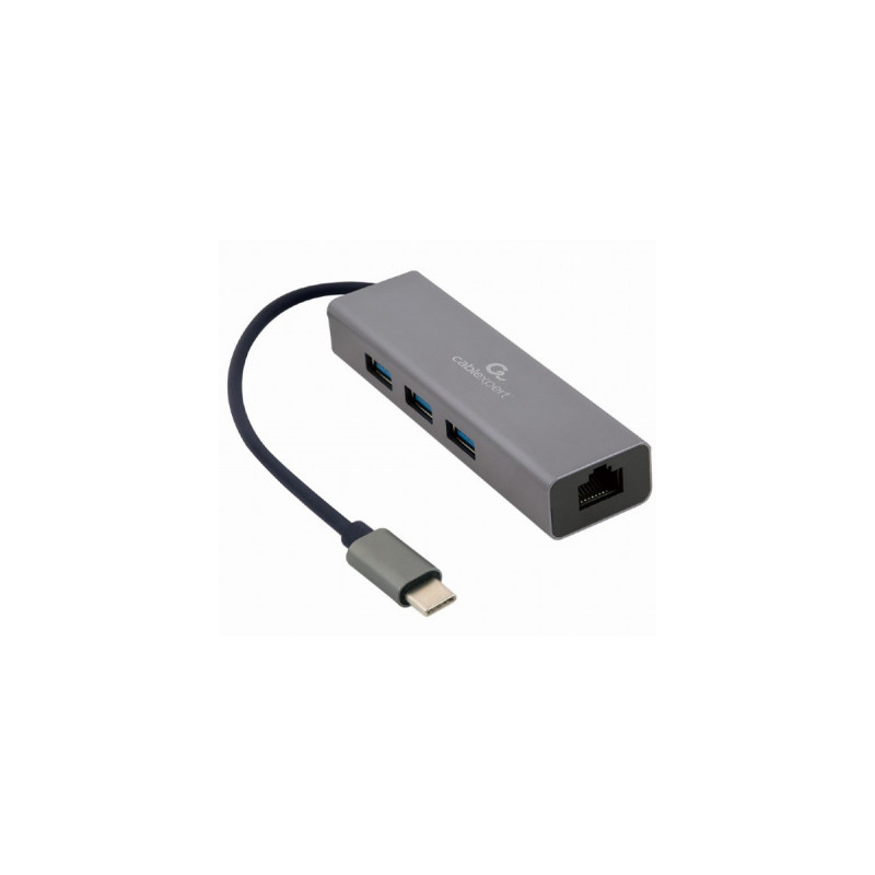 Концентратор Cablexpert Type-С to Gigabit Ethernet, 3 Ports USB 3.1 Gen1 (5 Gbps) (A-CMU3-LAN-01)