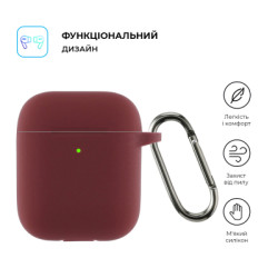 Чохол для навушників Armorstandart Ultrathin Silicone Case With Hook для Apple AirPods 2 Burgundy (ARM59680)