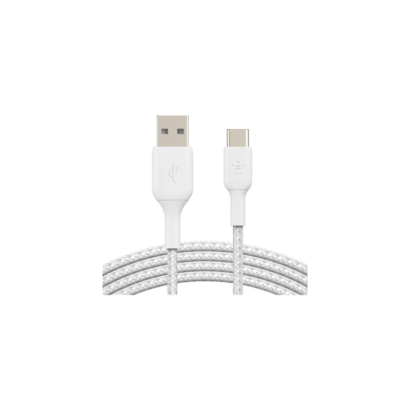 Дата кабель USB 2.0 AM to Type-C 1.0m BRAIDED white Belkin (CAB002BT1MWH)