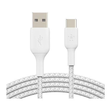 Дата кабель USB 2.0 AM to Type-C 1.0m BRAIDED white Belkin (CAB002BT1MWH)
