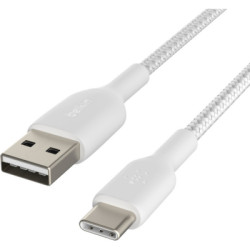 Дата кабель USB 2.0 AM to Type-C 1.0m BRAIDED white Belkin (CAB002BT1MWH)