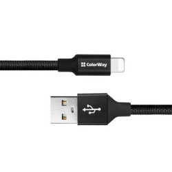 Дата кабель USB 2.0 AM to Lightning 0.25m black ColorWay (CW-CBUL048-BK)