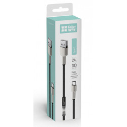 Дата кабель USB 2.0 AM to USB-C 1.0m head metal black ColorWay (CW-CBUC046-BK)