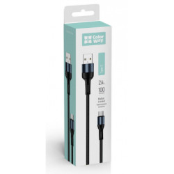 Дата кабель USB 2.0 AM to USB-C 1.0m nylon black ColorWay (CW-CBUC045-BK)