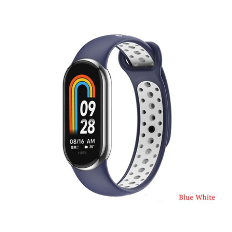 Ремінець до фітнес браслета BeCover Vents Style для Xiaomi Mi Smart Band 8 Blue-White (709419)