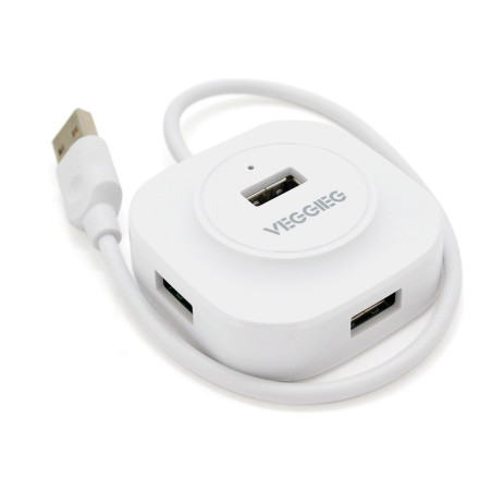 Концентратор VEGGIEG USB 3.0 to 4xUSB 0.3m white (V-U2407)