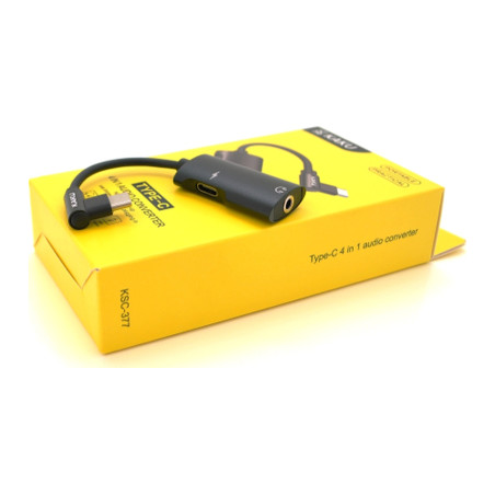 Перехідник USB-C 4-in-1 Audio Adapter USB-C + 3.5mm black iKAKU (KSC-377-TC)