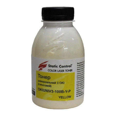 Тонер OKI Universal Okidata 3 Glossy 100г yellow Static Control (OKIUNIV3-100B-Y-P)