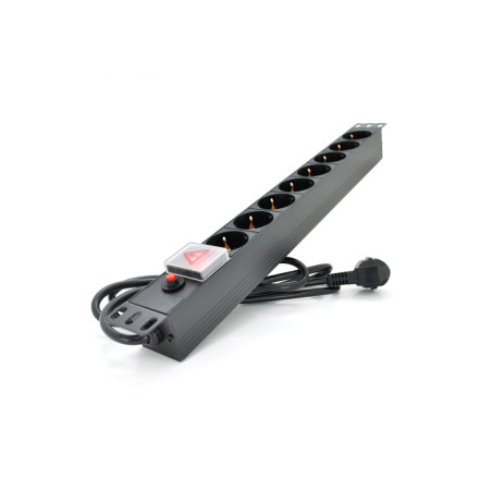 Силовий блок 19" 8 розеток, кабель 1.8м, вимикач, алюм. корпус PiPo (PP8PDUBTGR)