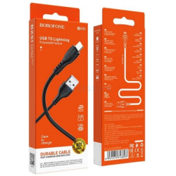 Дата кабель USB 2.0 AM to Lightning 1.0m 2.4A black BOROFONE (6931474743893)