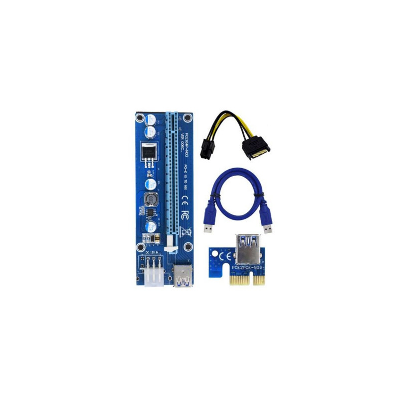 Райзер PCI-E x1 to 16x 60cm USB 3.0 Cable SATA to 6Pin Power v.006C Dynamode (RX-riser-006c 6 pin)