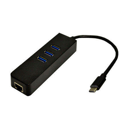 Перехідник Dynamode USB 3.1 Type-C - RJ45 Gigabit Lan, 3*USB 3.0 (USB3.1-TypeC-RJ45-HUB3)
