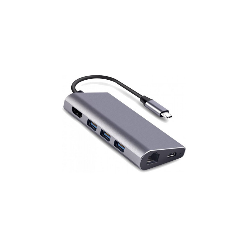 Концентратор Dynamode USB3.1 Type-C to HDMI, 3хUSB3.0, RJ45, USB Type-C Female, SD (Dock-USB-TypeC-HDMI-USB3.0-RJ45)