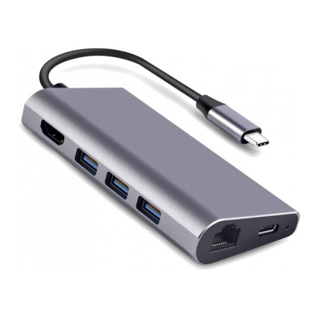 Концентратор Dynamode USB3.1 Type-C to HDMI, 3хUSB3.0, RJ45, USB Type-C Female, SD (Dock-USB-TypeC-HDMI-USB3.0-RJ45)