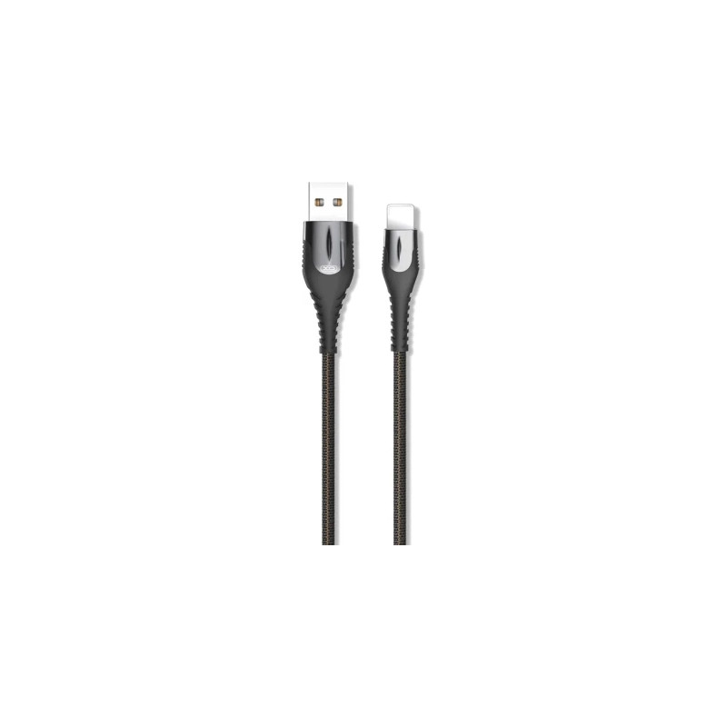 Дата кабель USB 2.0 AM to Lightning 1.0m 2A zinc alloy black XO (NB138-L-1-BK)