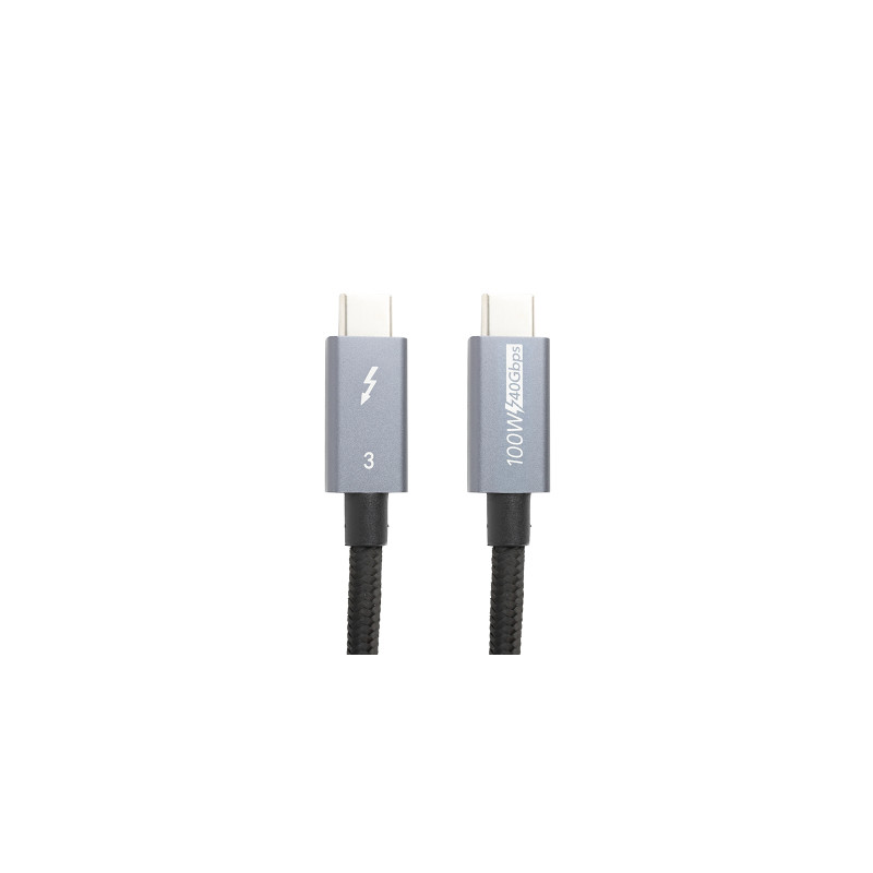 Дата кабель USB-C to USB-C 1.0m Thunderbolt 3 40Gbps, 100W, 20V/ 5A, 4K/ PowerPlant (CA913336)