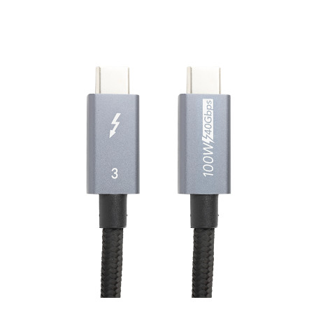 Дата кабель USB-C to USB-C 1.0m Thunderbolt 3 40Gbps, 100W, 20V/ 5A, 4K/ PowerPlant (CA913336)