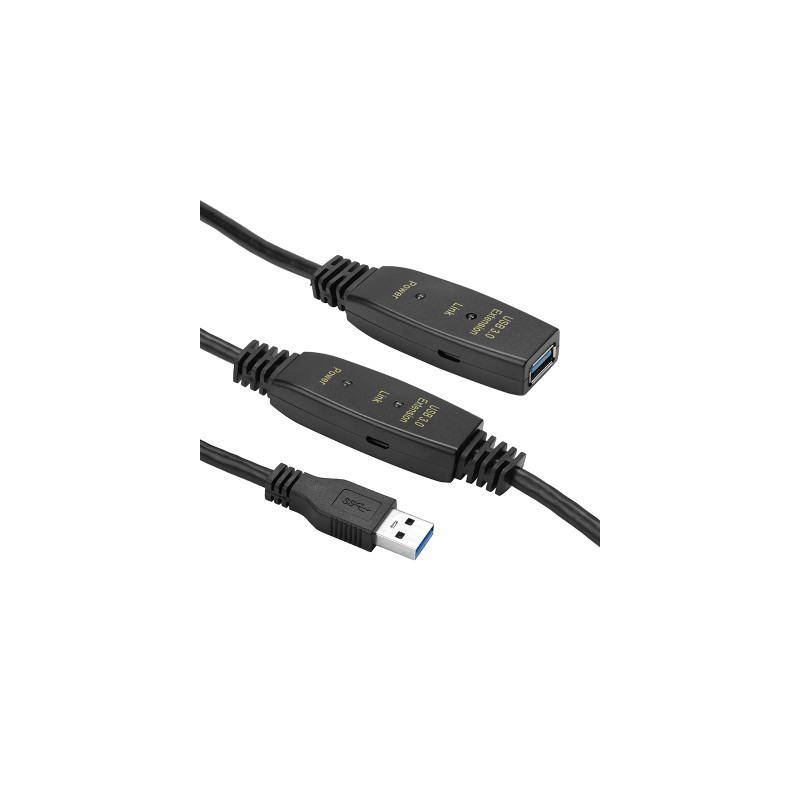 Адаптер USB 3.0 AM - AF, 10 m, active PowerPlant (CA912858)