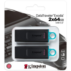 USB флеш накопичувач Kingston 2x64GB DT Exodia Black+Blue USB 3.2 (в Блістері 2шт) (DTX/64GB-2P)