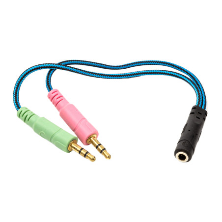 Перехідник 3.5mм 4pin (F) to 2x3.5mм 3pin (M), 0.22m PowerPlant (CA913084)